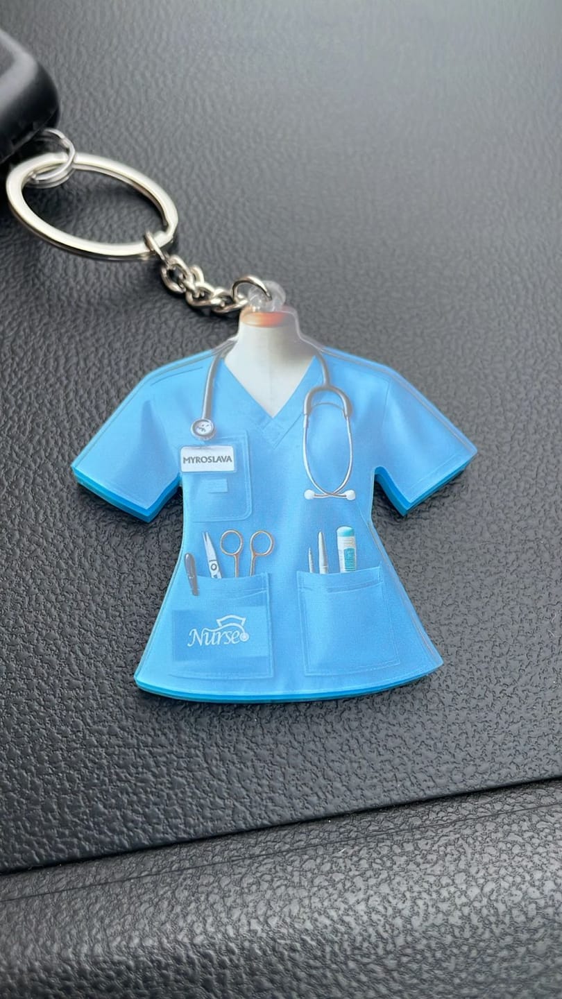 Customer photo review of Nurse Uniform Custom Name Personalized Keychain