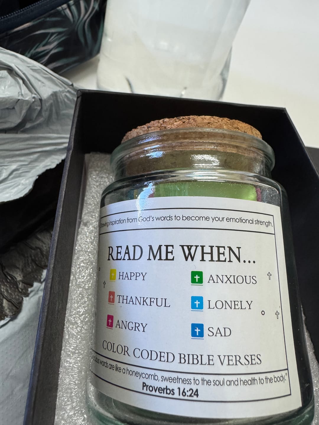 Customer photo review of (GIFTING OFFER) Handmade 90 Day Bible Verses Jar (Comes With Christian Gift Box)