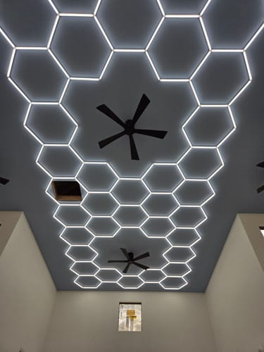 Customer photo review of Dimmable Hexagon Lights | Hex Garage