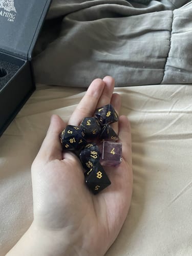 Customer photo review of Purple Fluorite Stone Dice Set