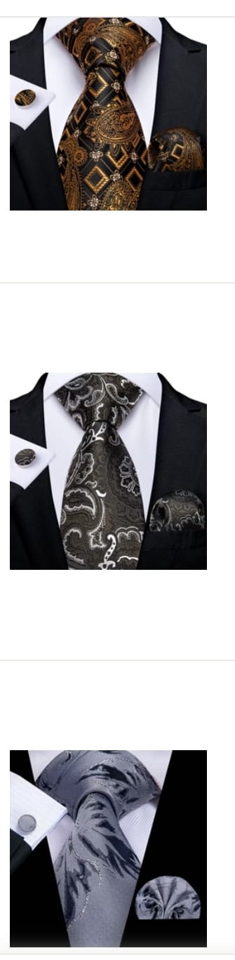 Customer photo review of Golden Yellow Floral Men's Tie Set Tie Pocket Square Cufflinks Set