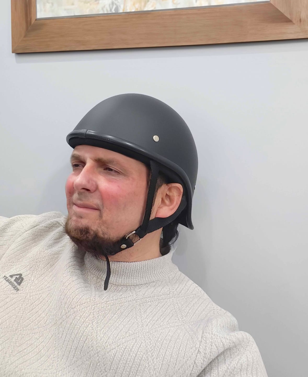Customer photo review of Lightweight Reversible DOT Baseball Helmet / Matte Black
