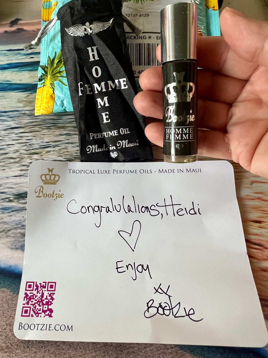 Customer photo review of Perfume Oil - Homme Femme - Musk - Shared Scent by Bootzie 10ml