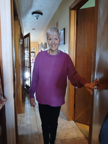 Customer photo review of Zen Brushed Slouchy Sweater (Light Plum)