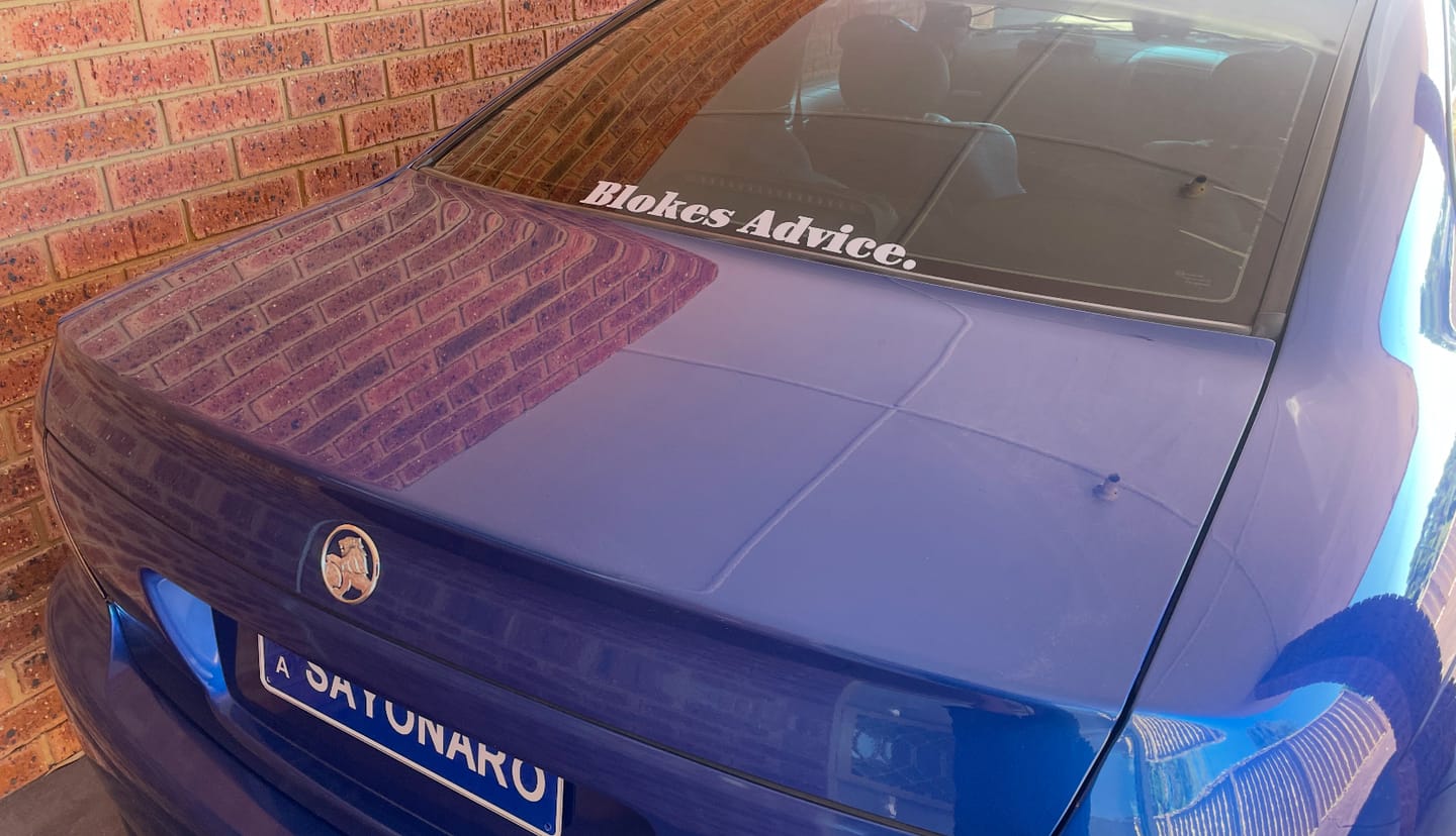 Customer photo review of Blokes Advice Sticker - White