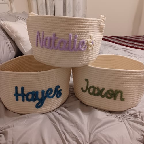 Customer photo review of Baby Knits™ Personalized Knitted Basket