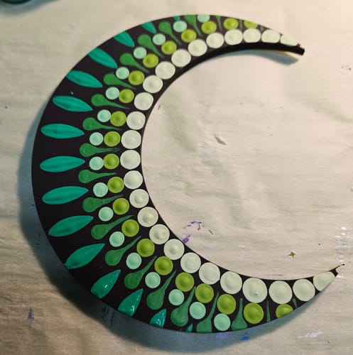 Customer photo review of Unfinished Wood Crescent Moon Shape | DIY Celestial Night Sky Craft Cutout | Up to 36"