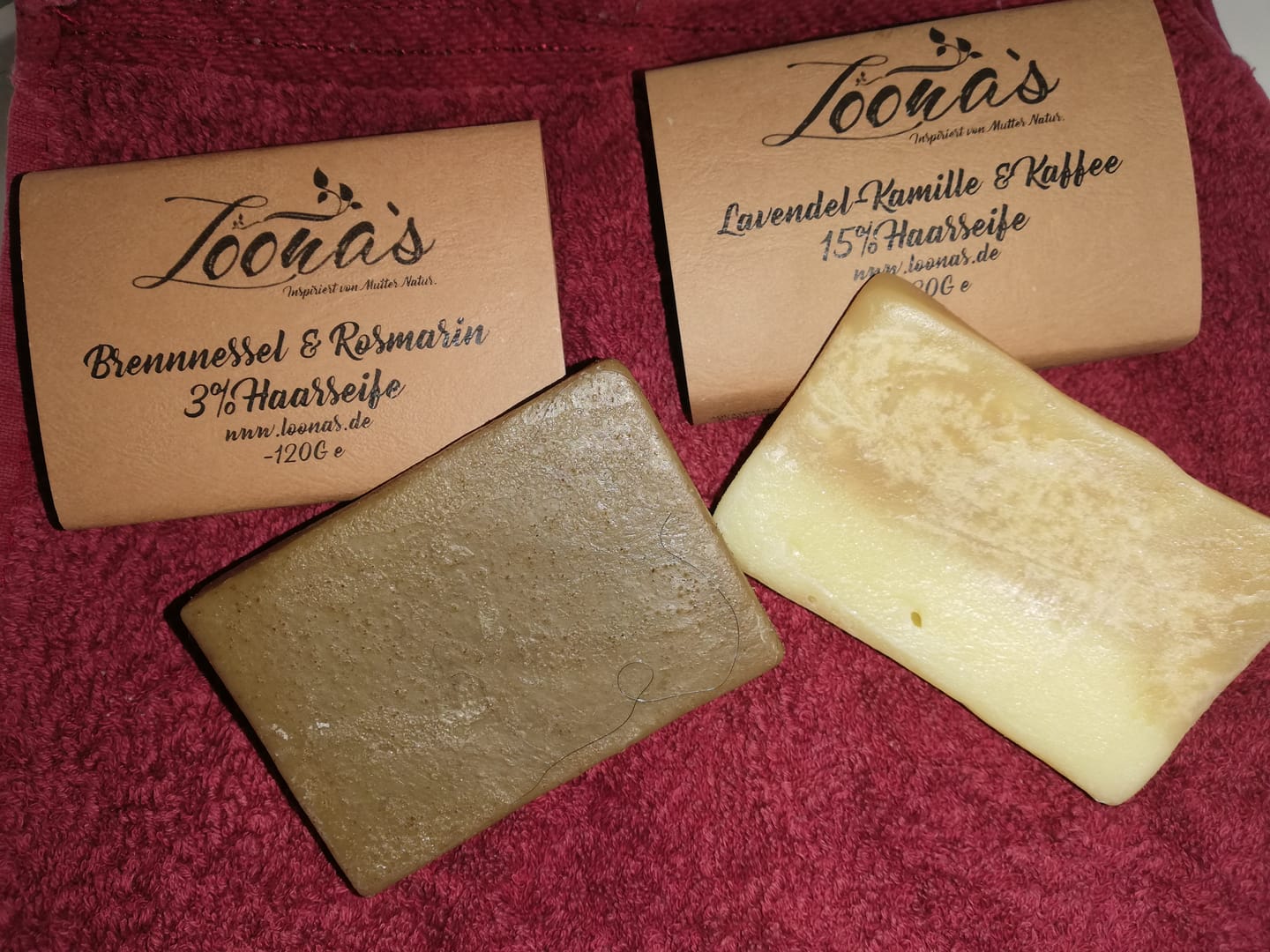 Customer photo review of 15% Lavendel mit Kamille & Kaffee Haarseife (Haarwachstum & Tiefenpflege)