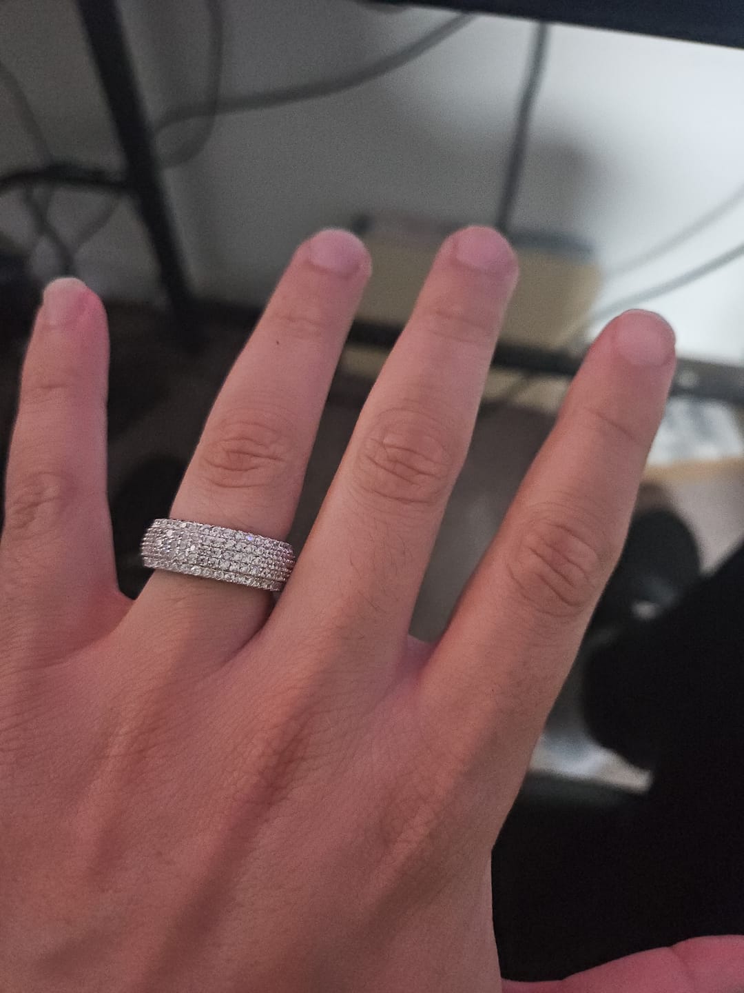 Customer photo review of 5 Row Paved Ring - White Gold
