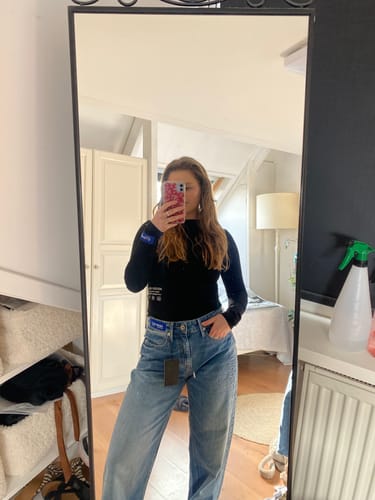 Customer photo review of EMBOSSED VINTAGE WASH JEANS