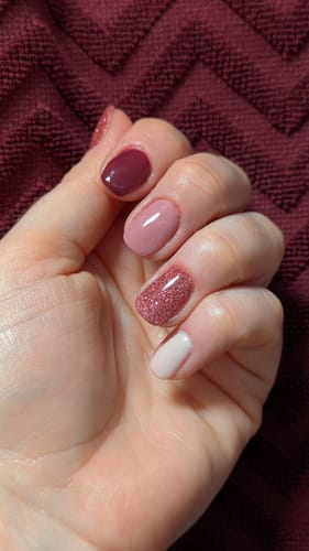 Customer photo review of Dark Reddish Purple Dipping Powder