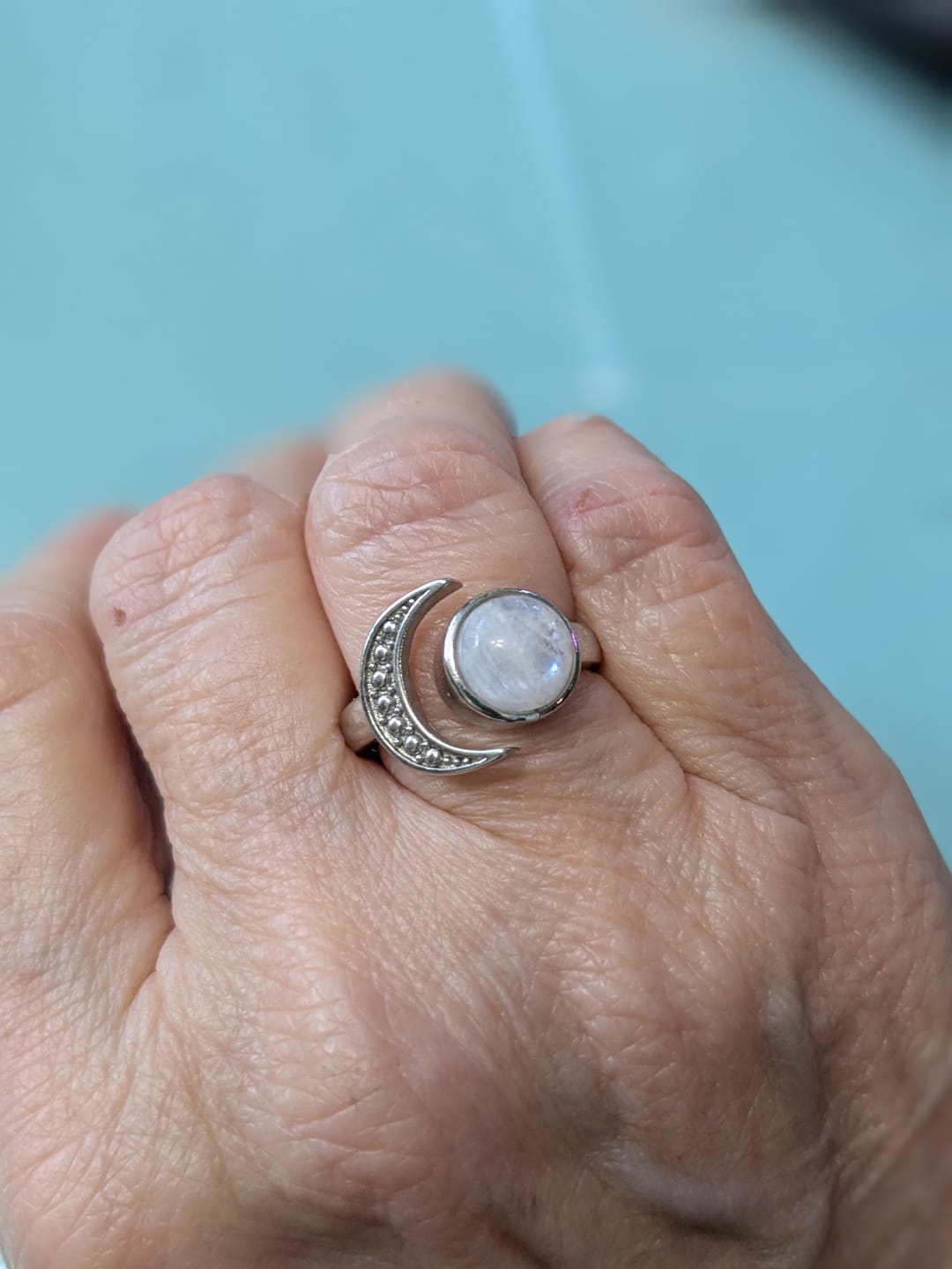 Customer photo review of Young Moon Moonstone Ring