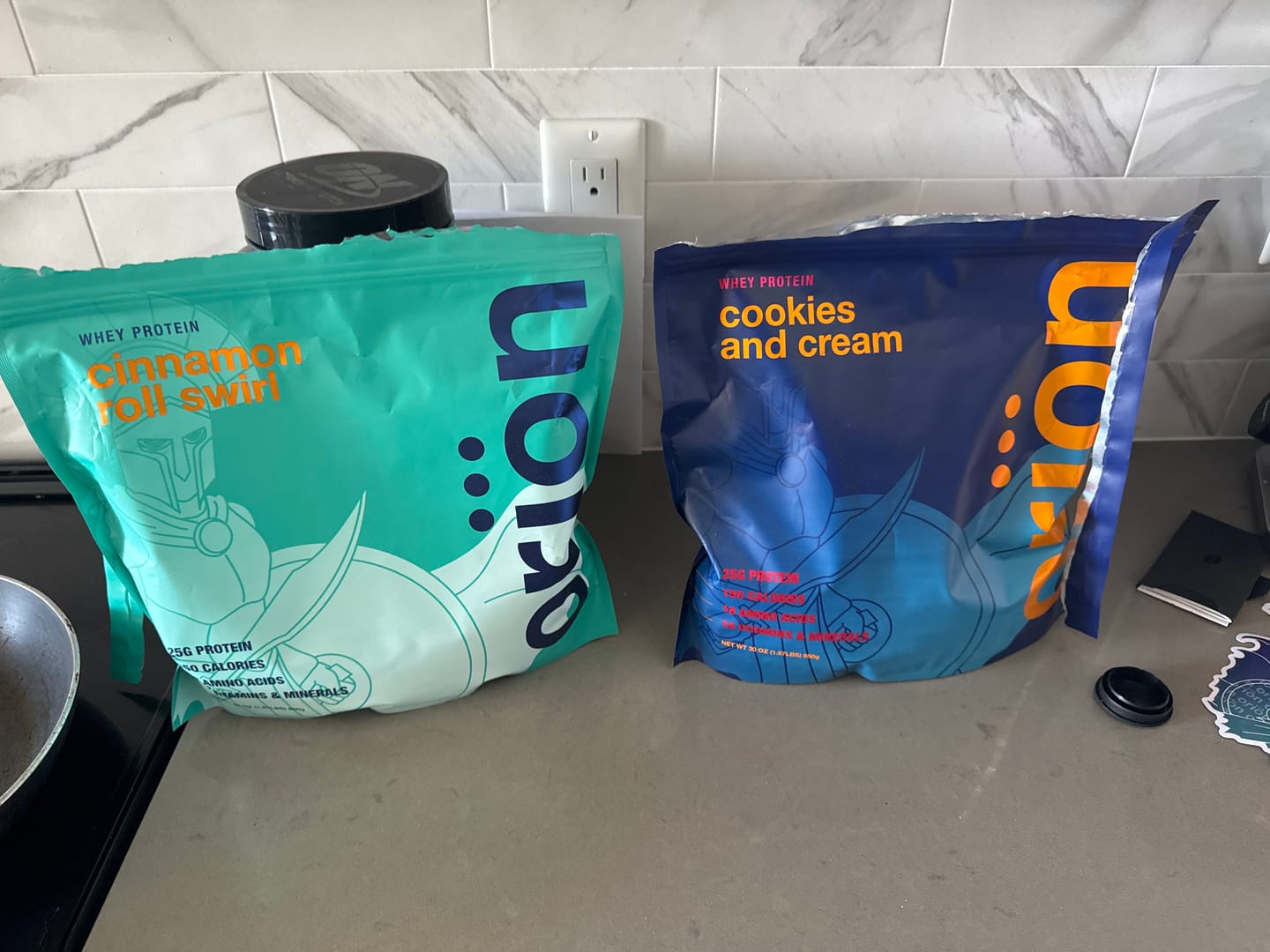 Customer photo review of Premium Cookies & Cream Whey Protein