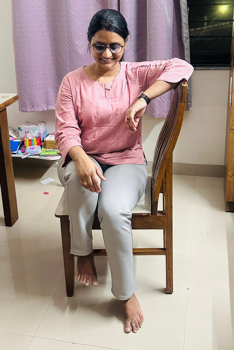 Customer photo review of Rose Taupe Everyday Cotton Top