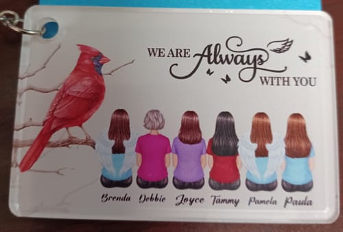 Customer photo review of Butterfly I Am Always With You Memorial Sympathy Gift Remembrance Keepsake - Personalized Acrylic Keychain