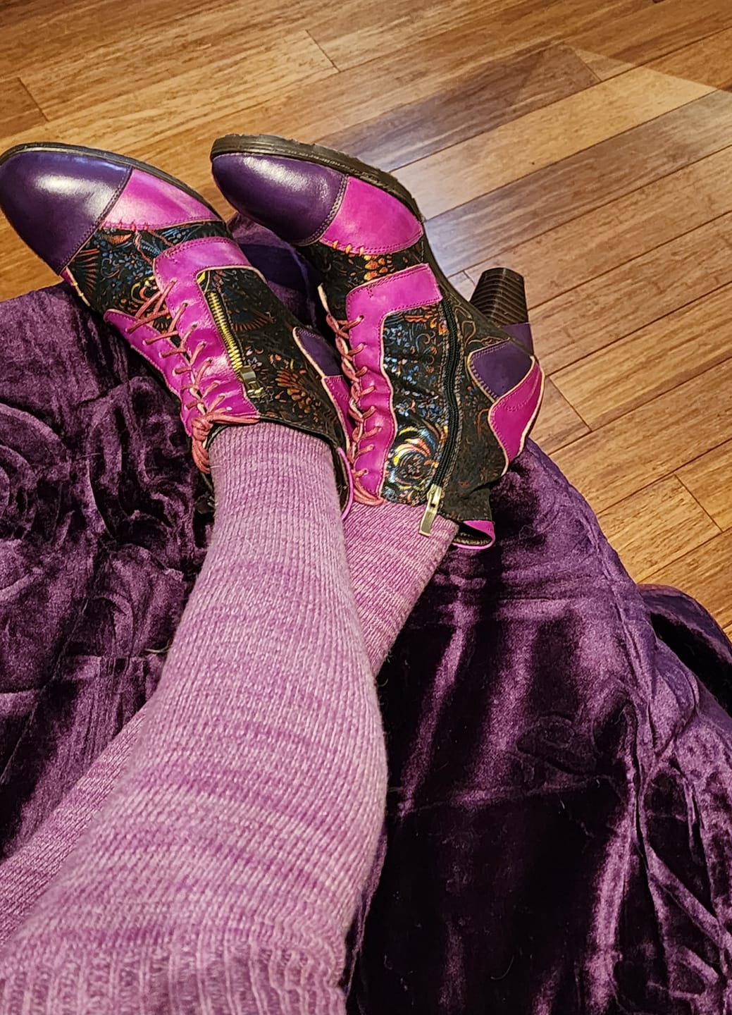 Customer photo review of Retro Handmade Leather Patchwork Ankle Boots