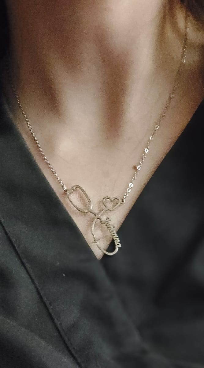 Customer photo review of Stethoscope Name Necklace EKG