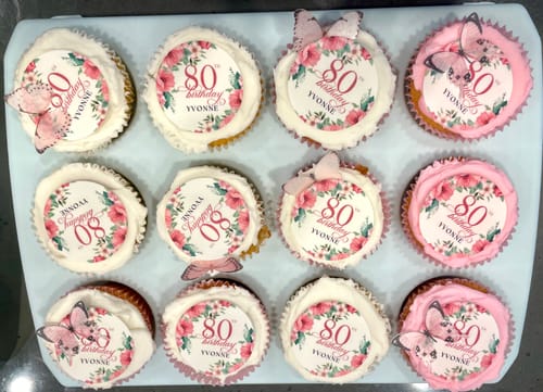 Customer photo review of 15 x 5 cm Pre-cut Standard Cupcake Custom Edible Icing Images