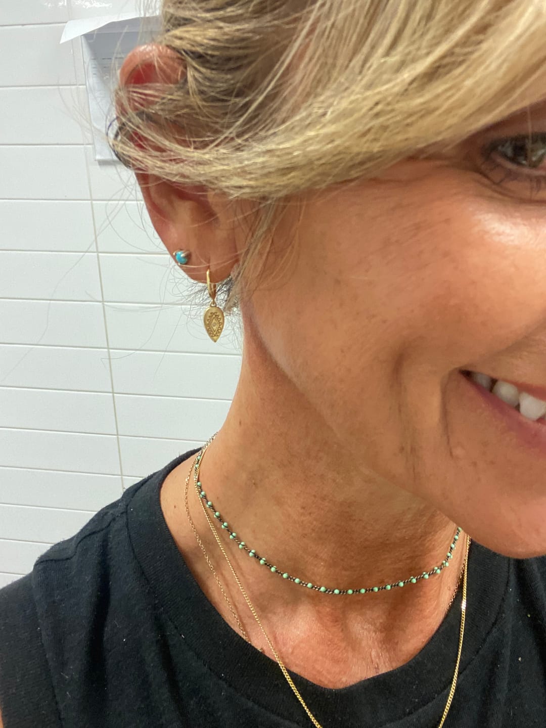 Customer photo review of Boho Evil Eye Hoop Earrings