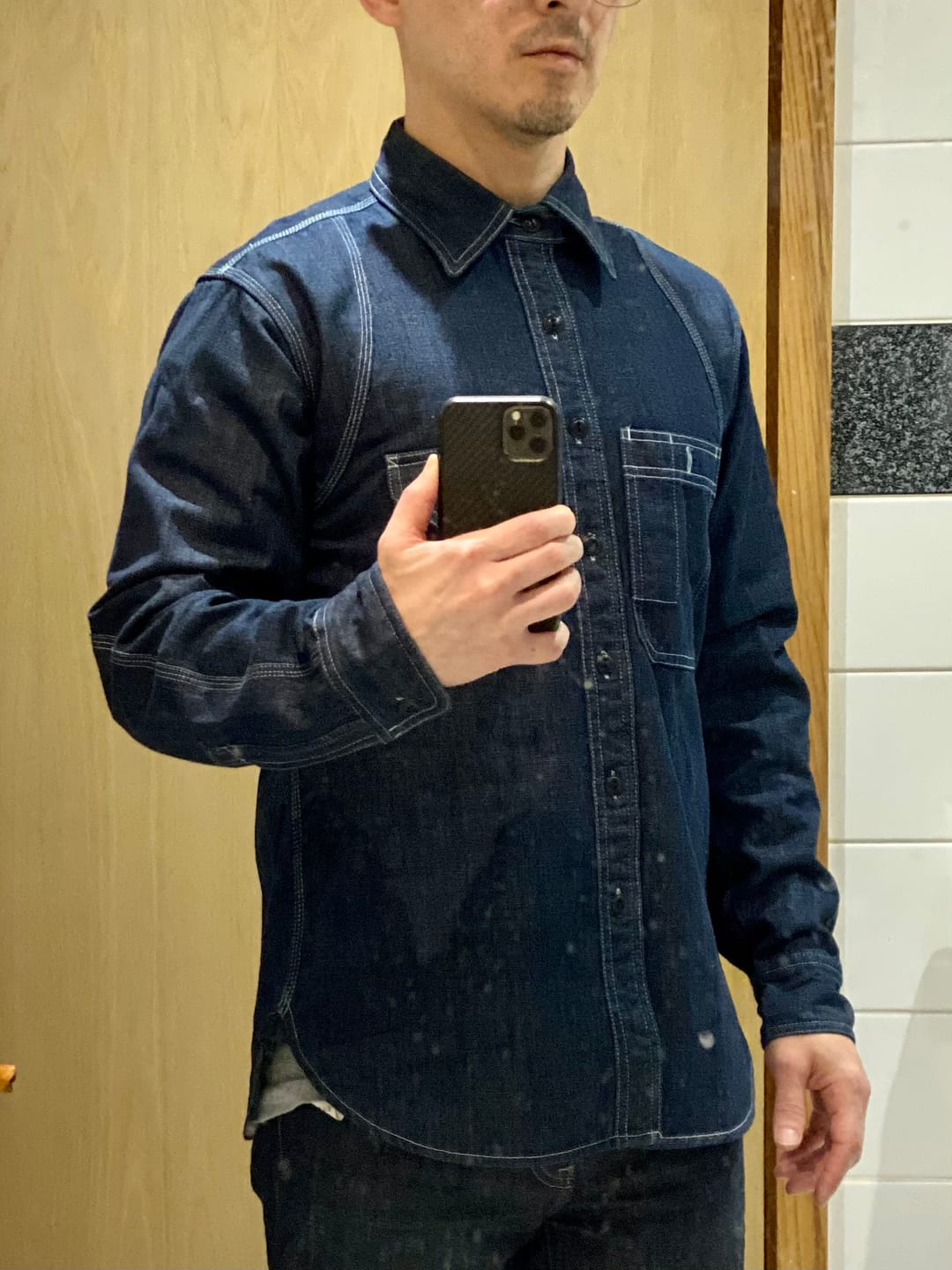 Customer photo review of 1933 Cigarette Pocket Denim Work Shirt
