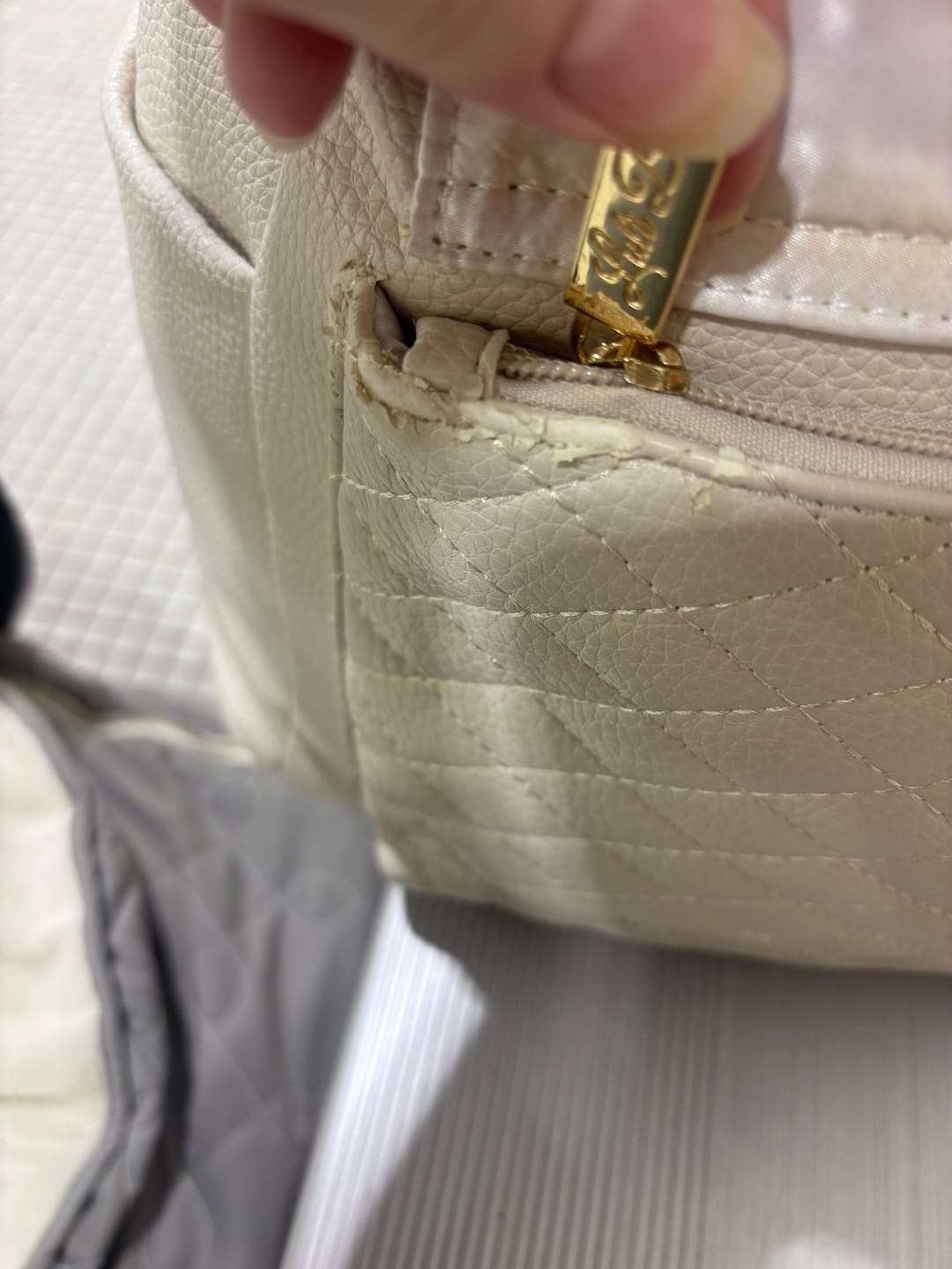 Customer photo review of Monaco Diaper Bag | Pearl White