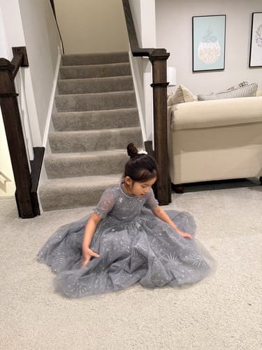 Customer photo review of Girls Sequin Embroidered Tulle Dress - Starlight Silver
