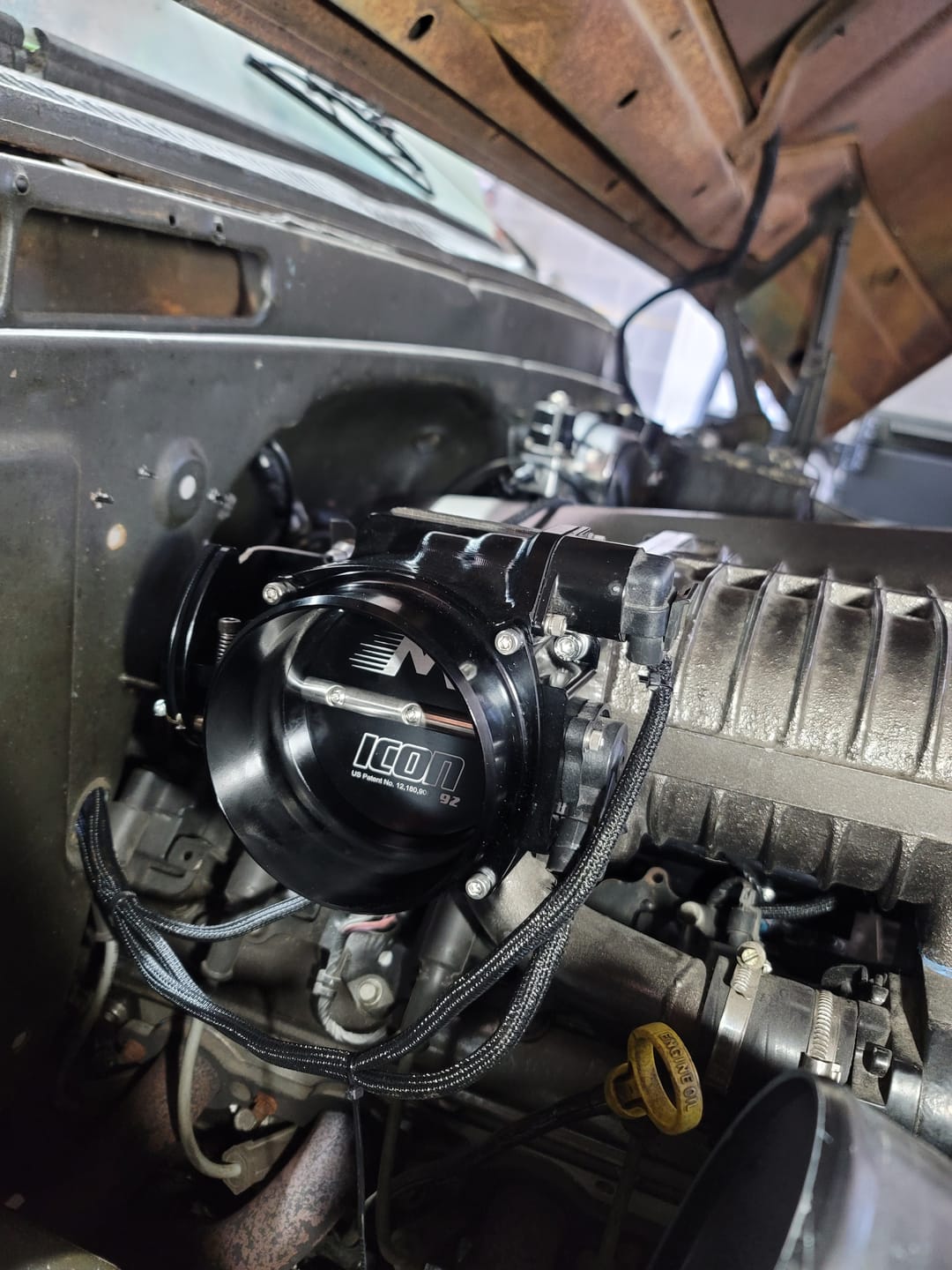Customer photo review of ICON 92/95mm Cable Drive Throttle Body (Black) w/ Interchangeable Connection