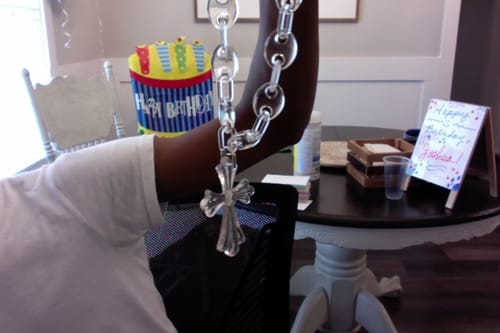 Customer photo review of X-Ray Cross Link Necklace