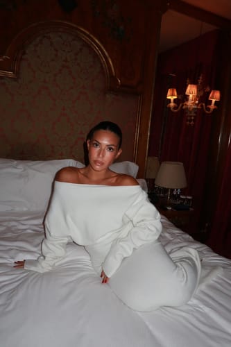 Customer photo review of Knit Off-Shoulder Sweater Maxi Dress