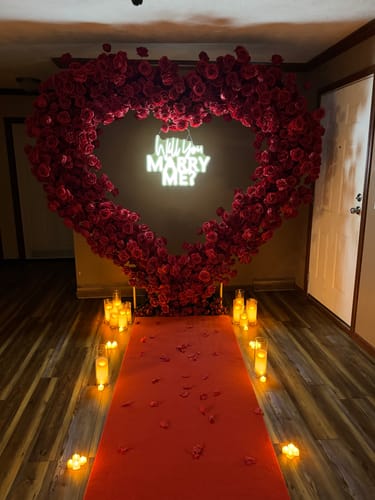 Customer photo review of 8ft Romantic Atmosphere Heart Shaped Red Rose Flower Wall Wedding Decoration Indoor