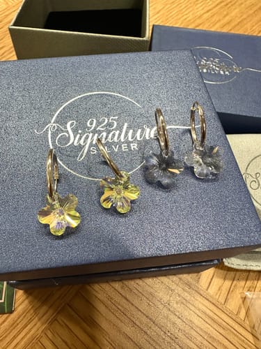 Customer photo review of Solid 925 Sterling Silver AB Sleepers Embellished with SWAROVSKI® Crystals