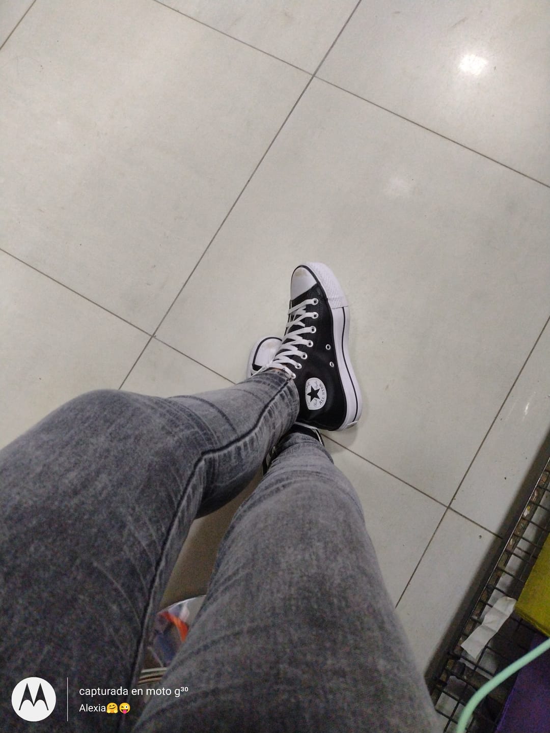 Customer photo review of Zapatillas Converse Chuck Taylor Hi Platform Leather Cuero Negro Blanco