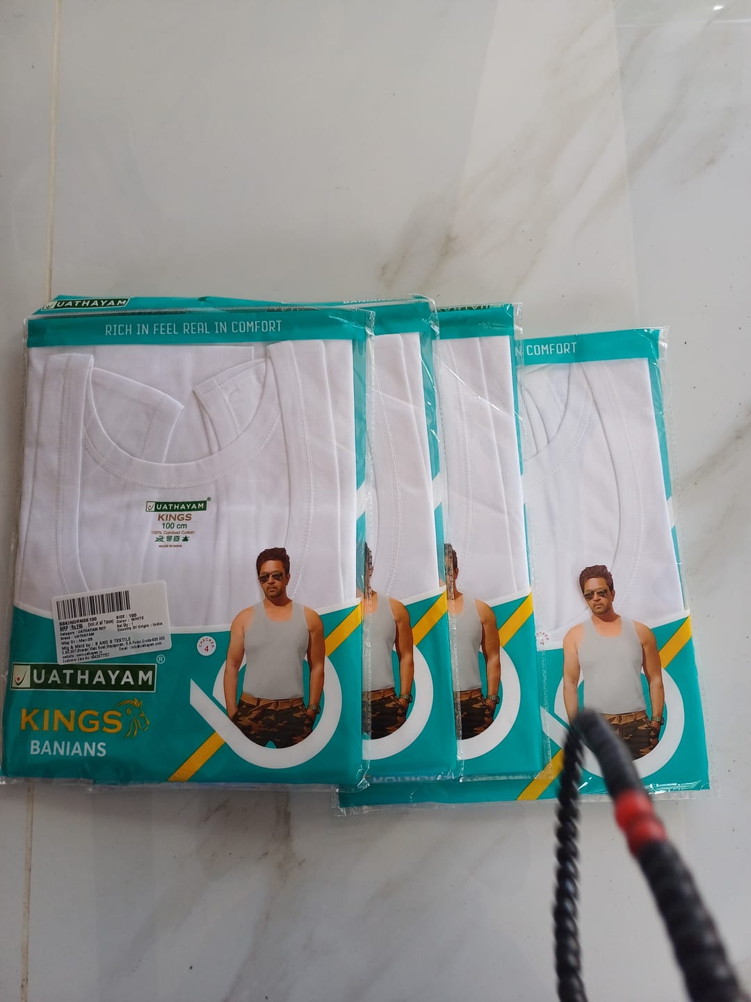 Customer photo review of Kings RNBS - 100% Cotton White Vest For Mens Combo (Pack of 5) | Uathayam