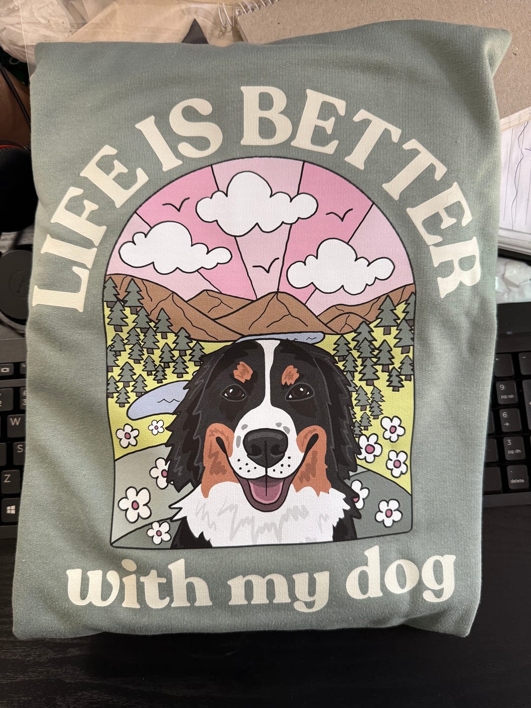 Customer photo review of Personalised Life is Better with your dog Hoody