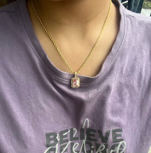 Customer photo review of Pink Emerald Geometric Pendant