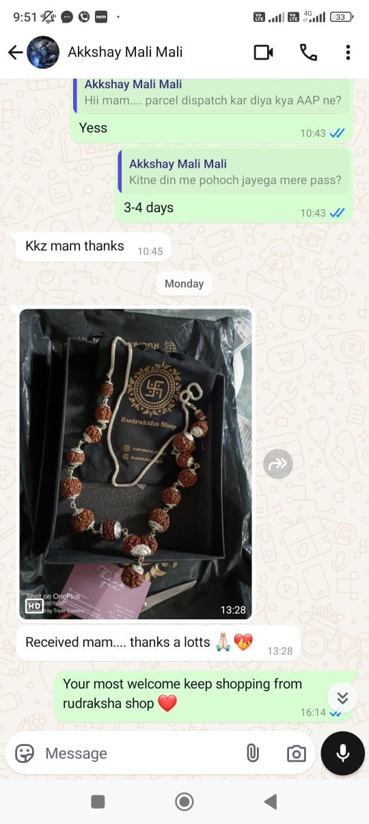 Customer photo review of 1-14 MUKHI RUDRAKSHA MALA - SIDDHA MALA (NEPALI BEADS)