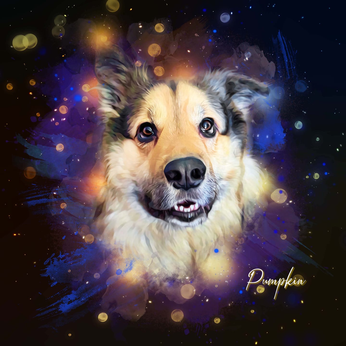 Customer photo review of Custom Neon Watercolor Pet Portrait – Aesthetic Neon Style (AN)