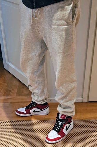 Customer photo review of Fear of God Essentials Sweatpants Light Oatmeal
