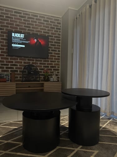 Customer photo review of Totem Nested Wood Coffee and Side Tables Black