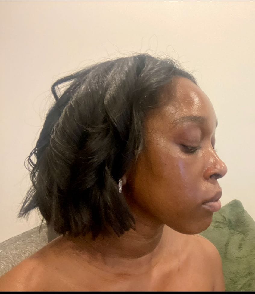 Customer photo review of Raw Indian Straight Hair Extensions