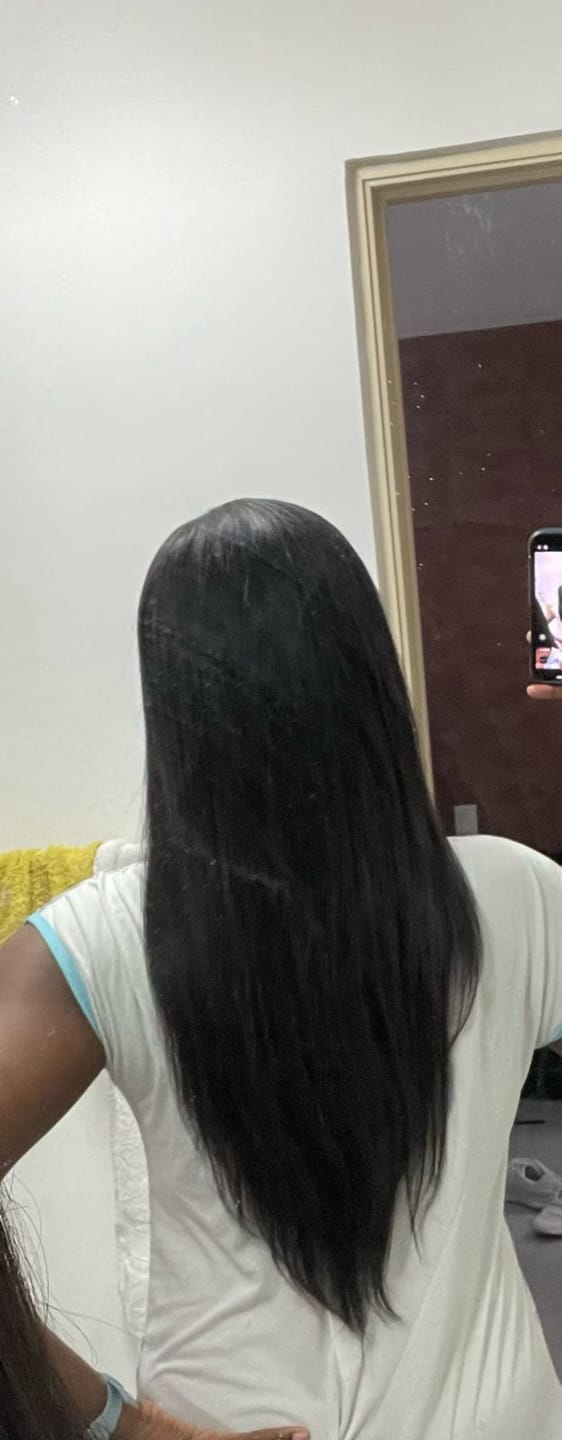 Customer photo review of Raw Indian Straight Hair Extensions