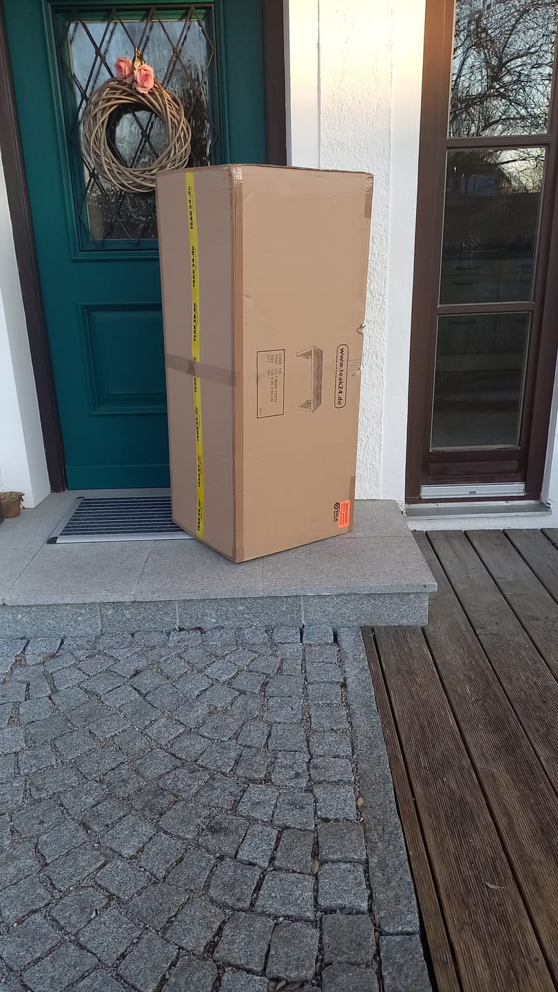 Customer photo review of Teak Gartenbank ohne Lehne Sylt, 120 cm