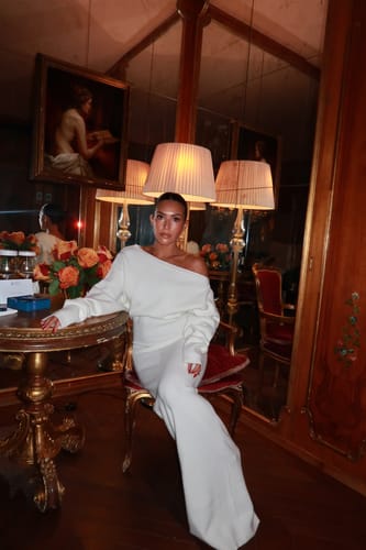 Customer photo review of Knit Off-Shoulder Sweater Maxi Dress