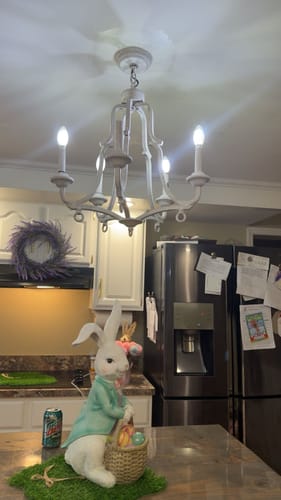 Customer photo review of 5-Light Antique White Candle Style Lantern Chandelier