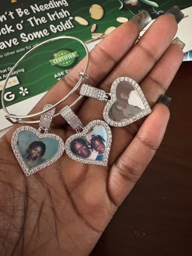 Customer photo review of Hearts Photo Bangle Bracelet