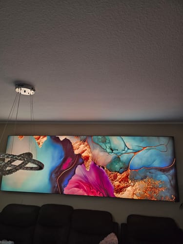 Customer photo review of Canvalight® Leuchtbild | Marmorstruktur Lavendel | Panorama