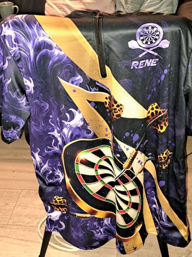 Customer photo review of Maxcorners Darts Smoke Flame Multicolor Option Customized Name, Team Name 3D Polo Shirt (6 Colors)