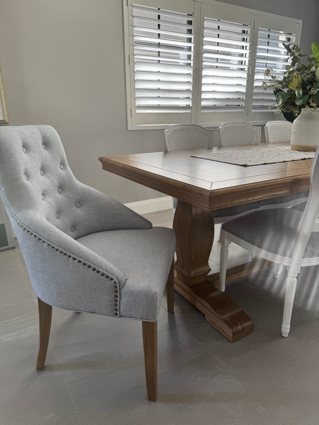 Customer photo review of Leopold Upholstered Linen Dining Chair