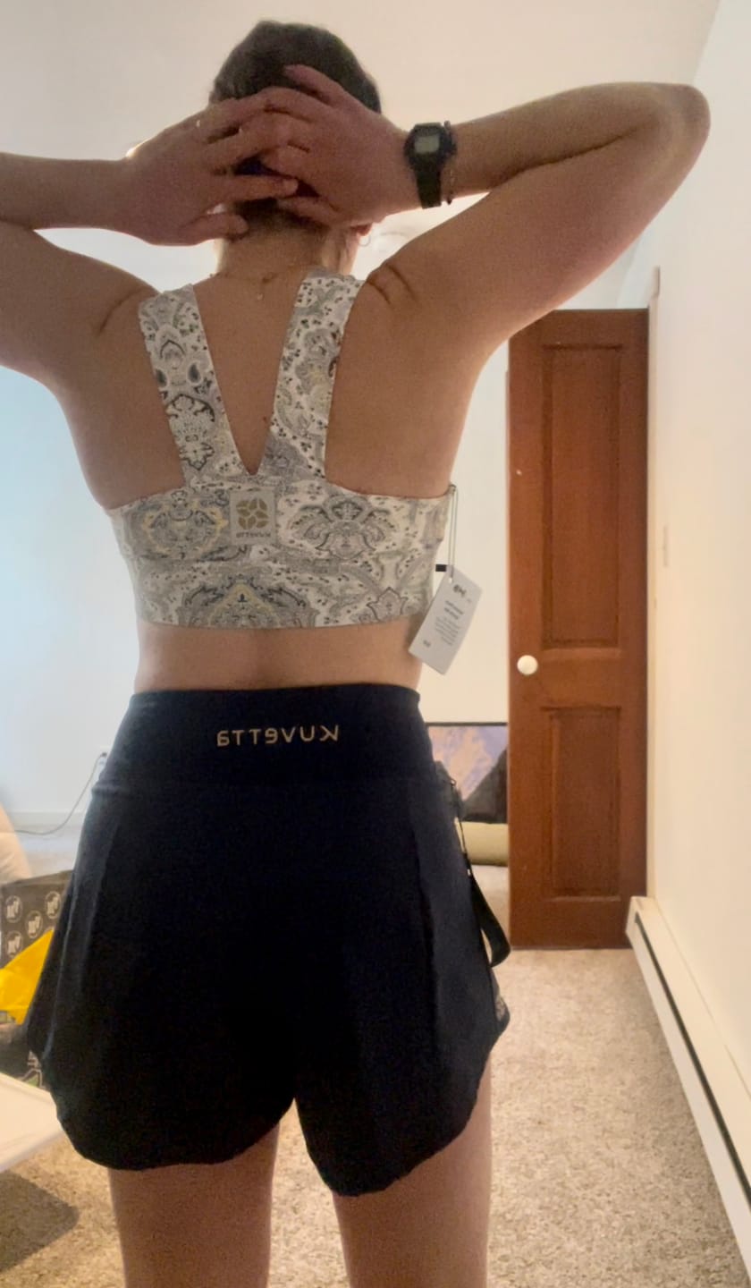 Customer photo review of Square Neck Sports Bra - Black & White Floral