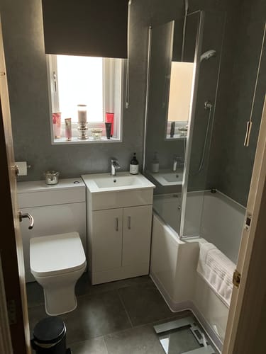 Customer photo review of Nova 1700 L Shaped Complete Shower Bathroom Suite